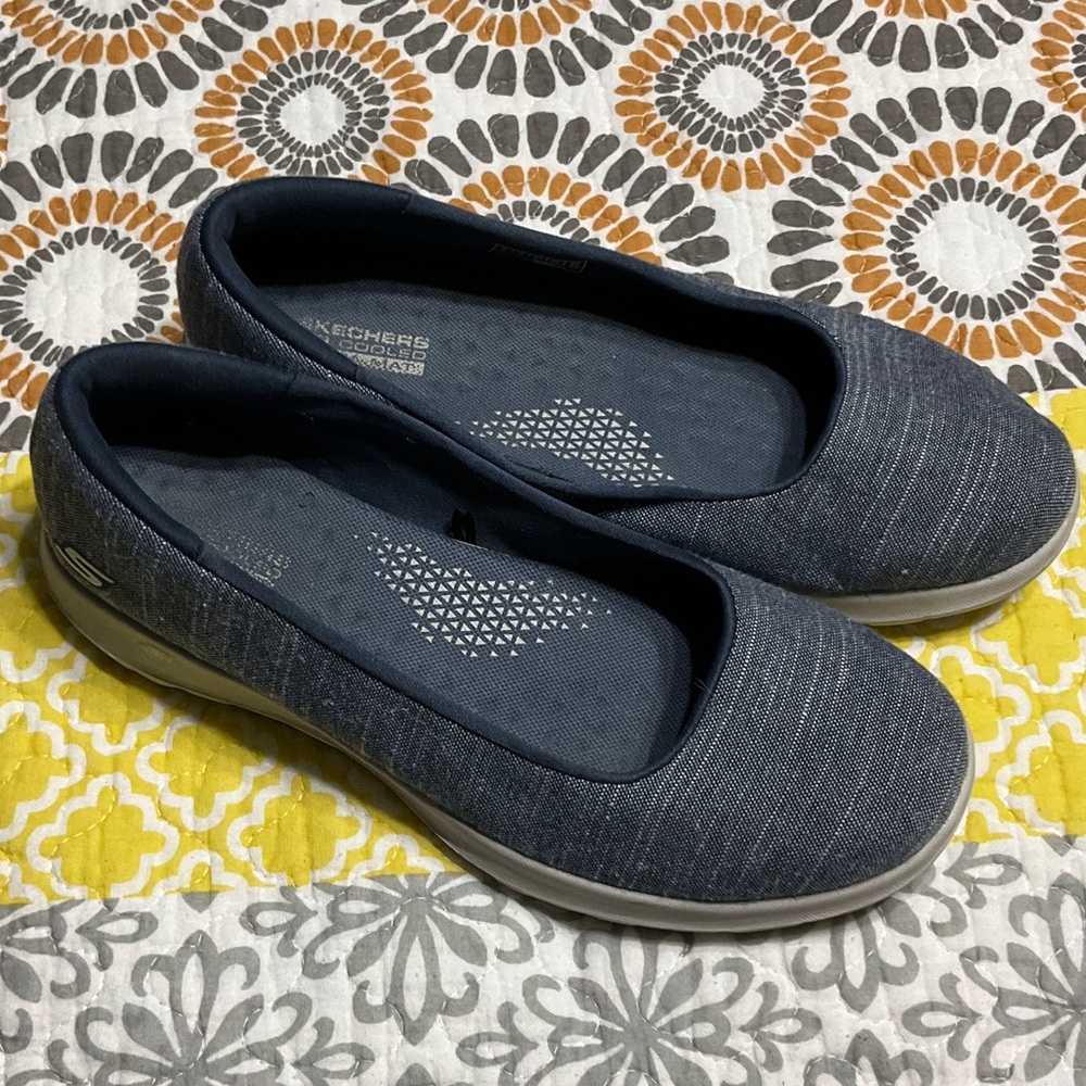 Skechers Women's Denim Blue Slip-On Ballet Flats